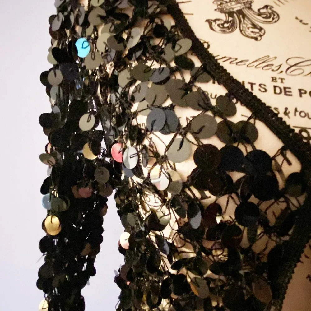 Beaded Black Crocheted Coverup XS/S NEW - Picture 3 of 9